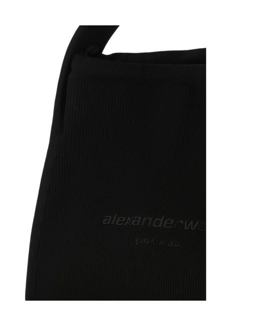 Alexander Wang Black Ryan Ribbed Knit Large Tote Bag