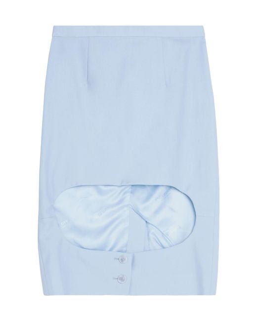 Burberry Blue Solid Color Wool Midi Skirt