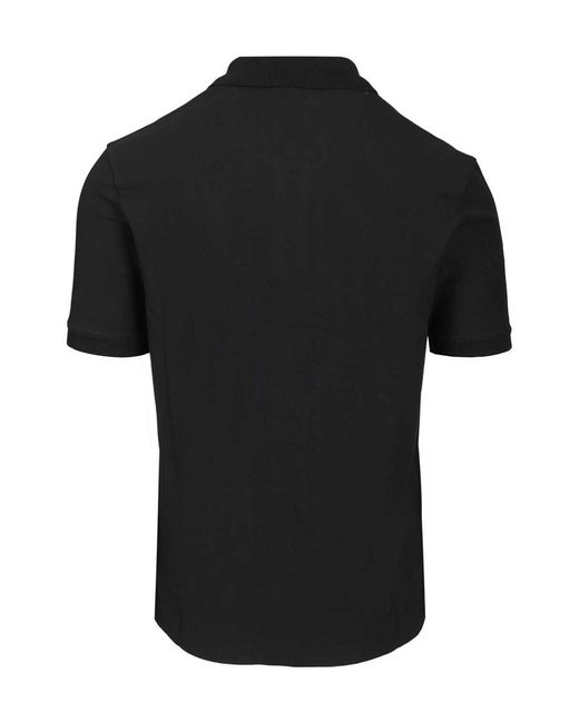 Emporio Armani Black Logo Embroidered Short-Sleeved Polo Shirt for men