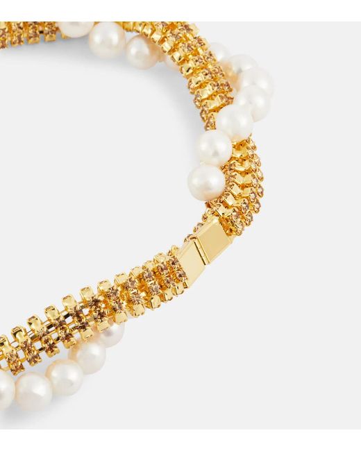 Magda Butrym Metallic Crystal And Faux Pearl Necklace