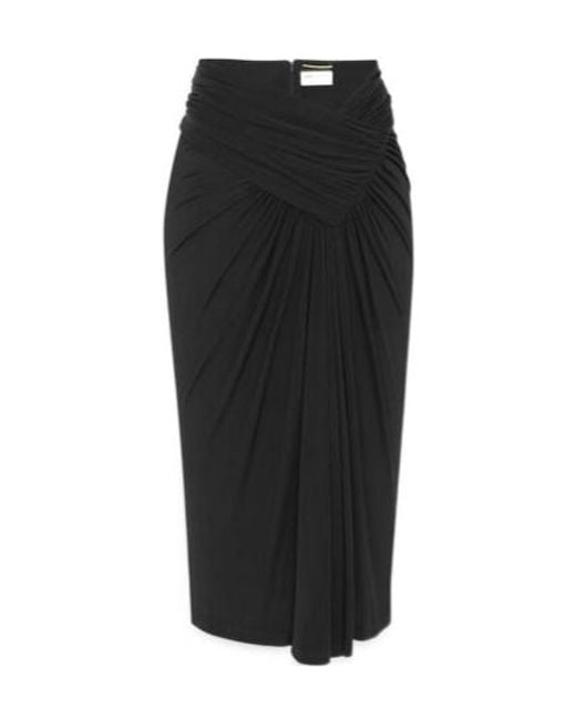 Saint Laurent Black Draped Pencil Skirt