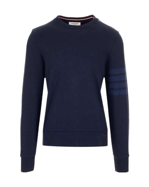 Thom Browne Blue 4-Bar Crewneck Sweatshirt for men