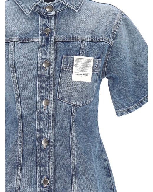 ICON DENIM Blue Bambi Button-Up Short-Sleeve Dress