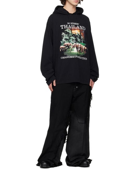 Vetements Blue Printed Hooded Hoodie for men