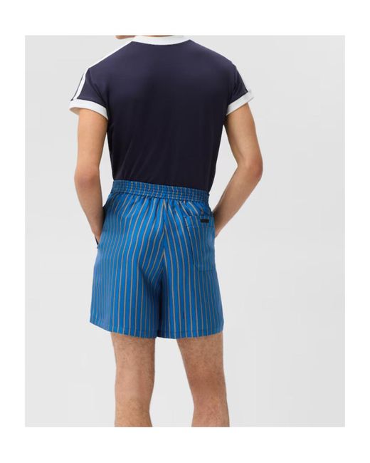 Versace Blue Striped Twill Shorts for men