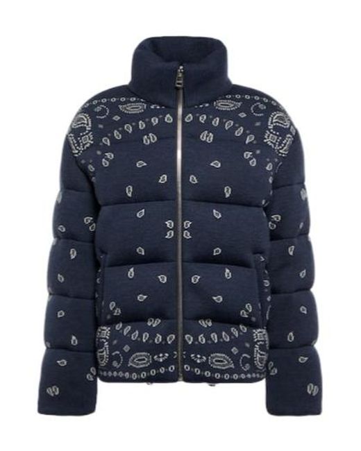 Alanui Blue Bandana Jacquard Wool Puffer Jacket for men