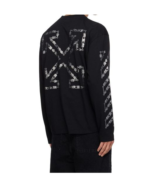 Off-White c/o Virgil Abloh Black Chain Araldic Arrow Long Sleeve T-Shirt for men