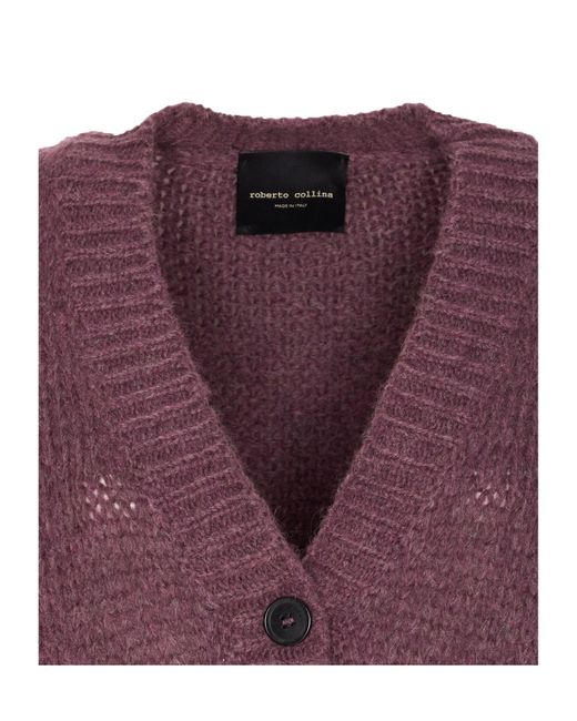 Roberto Collina Purple V-Neck Long Sleeve Sweater