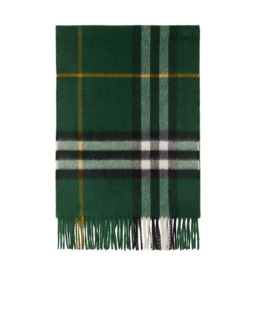 Burberry Green Checkered Fringed Scarf