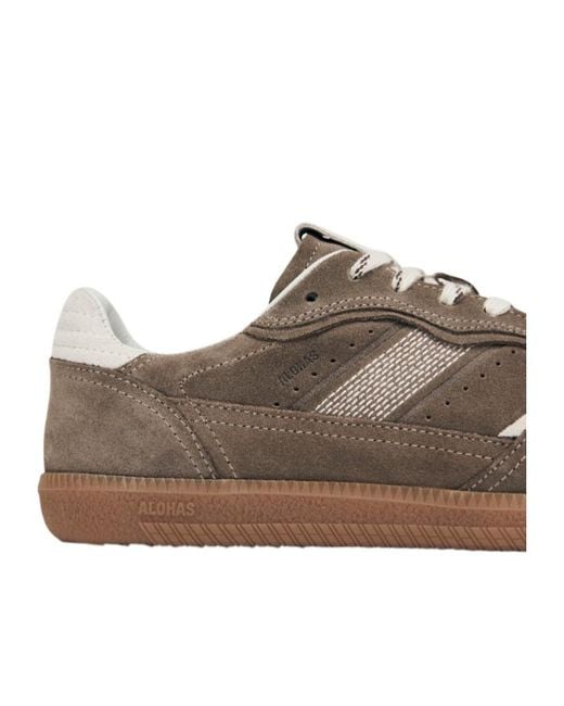 Alohas Brown Topstitched Low-Top Sneakers
