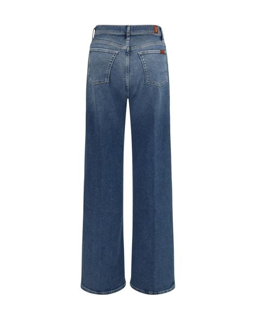 7 For All Mankind Blue High-Rise Flared Jeans