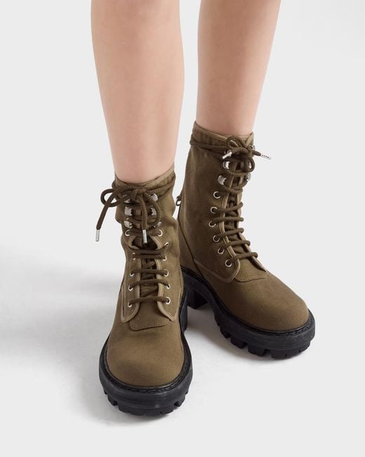 Prada Brown High-Top Lace-Up Boots