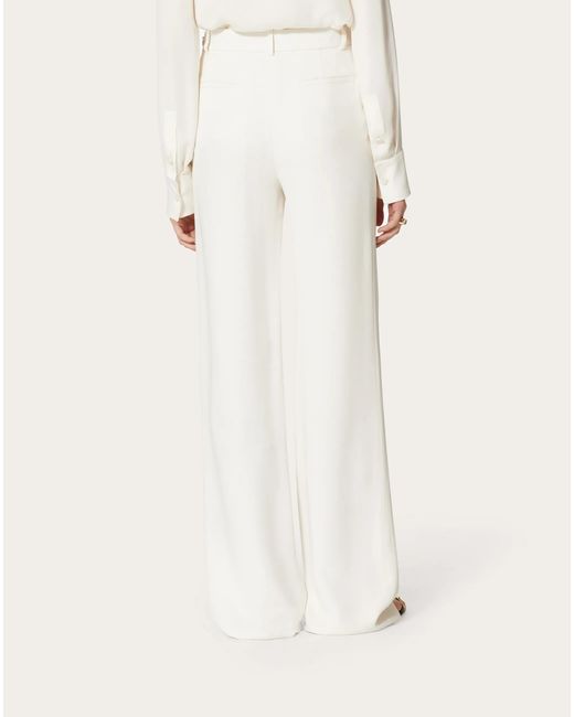 Valentino White High-Waisted Wide-Leg Trousers