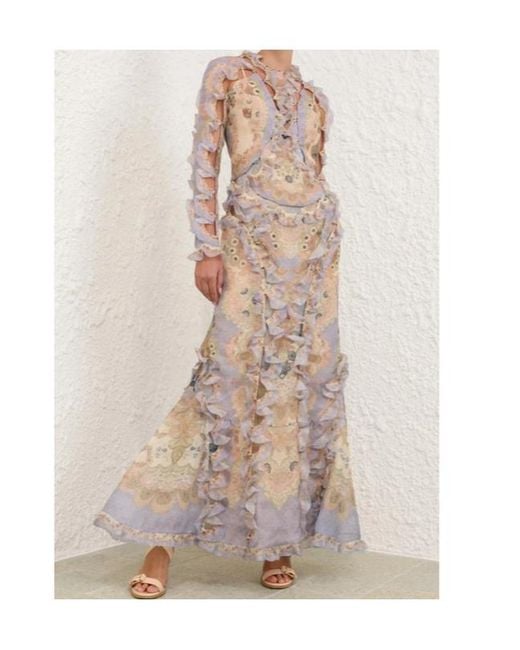 Zimmermann Natural Rebellion Ruffled Floral Maxi Dress