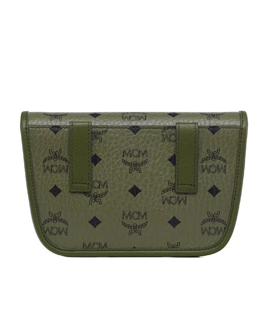 MCM Green Mini Aren Visetos Monogram Messenger Bag for men