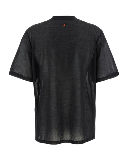 Victoria Beckham Black Logo Embroidered Crewneck T-Shirt