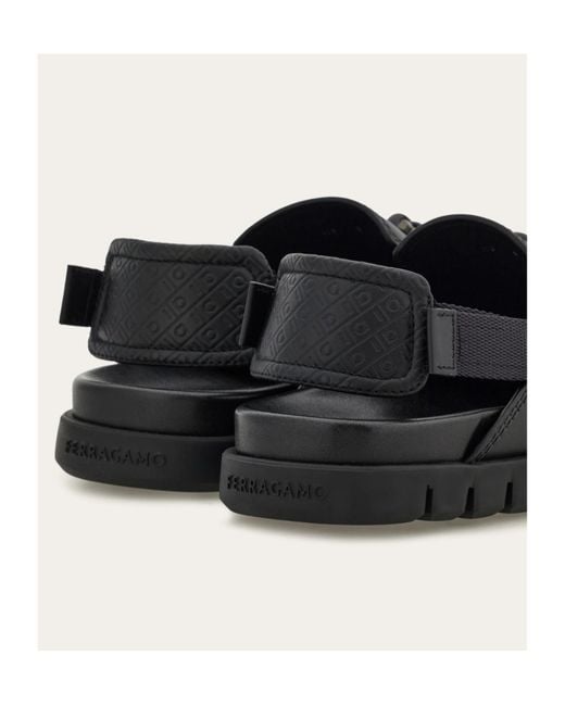 Ferragamo Black Gancini Buckle Mule for men