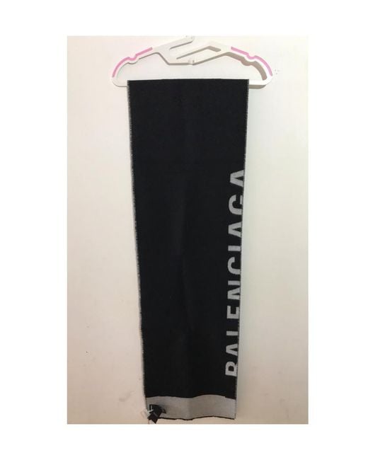 Balenciaga Black Logo Pattern Scarf for men