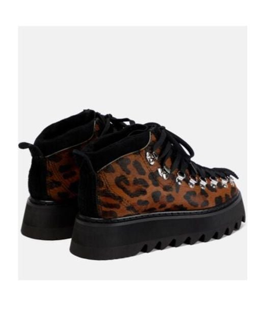 Junya Watanabe Black Leopard-Print Calf Hair Ankle Boots