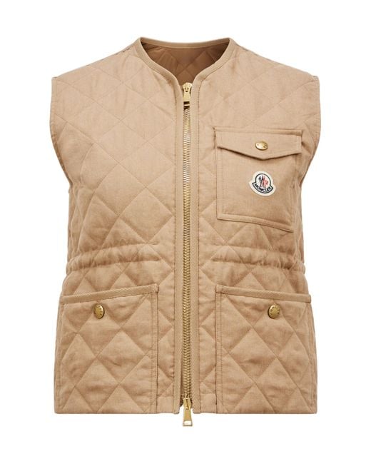 【関税＆送料込み】Moncler Beige Quilted Vest With Diamond Beige Liane quilted appliquéd shell down vest | MONCLER