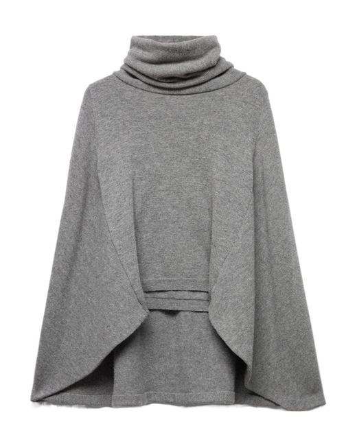 7 For All Mankind Gray Wool Turtleneck Cape Sweater