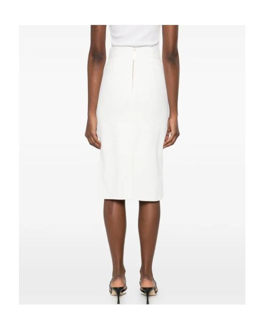 Elisabetta Franchi White Tied Waist Zip-Detailed Midi Skirt