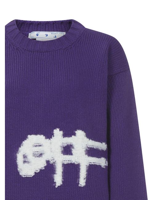 Off-White c/o Virgil Abloh Purple Logo Intarsia Jumper