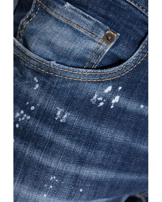 DSquared² Blue Distressed Biker Jeans for men