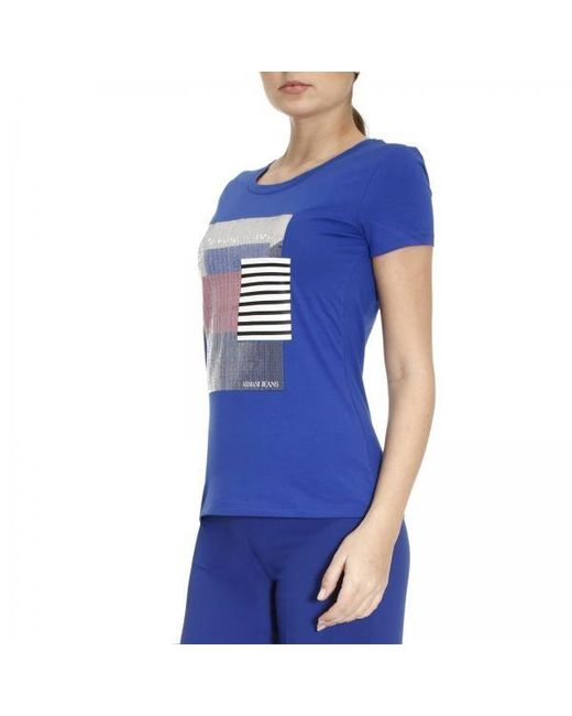 Armani Jeans Blue Logo Details T-Shirt