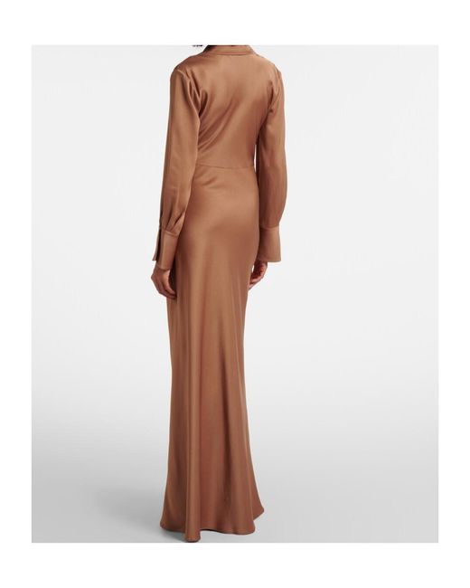 Jonathan Simkhai Brown Adelle Draped Satin Gown