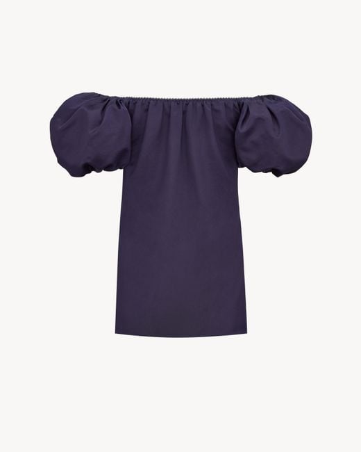 Saint Laurent Blue Puff-Sleeve Mini Dress