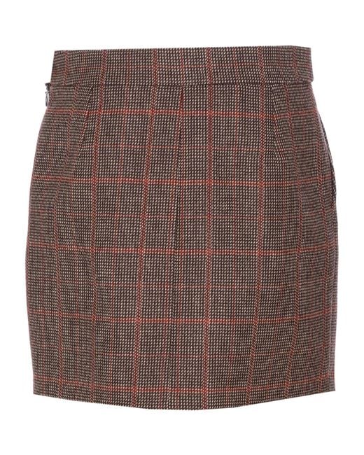 Chloé Brown Plaid-Pattern Mini Skirt