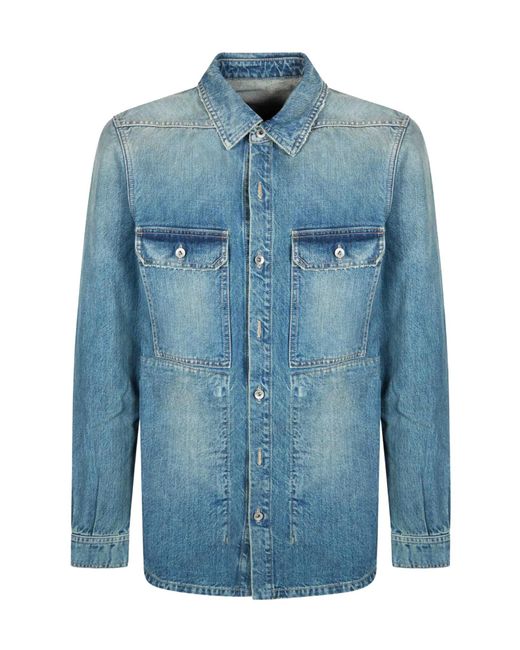 Rick Owens Blue Denim Outershirt Jacket for men