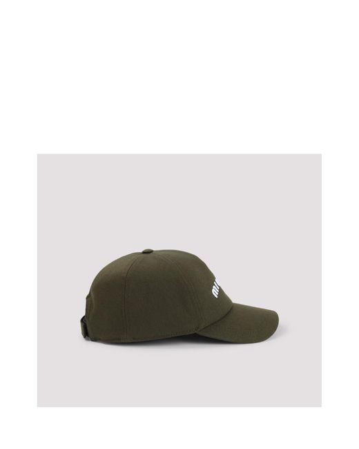Miu Miu Green Drill Logo-Embroidered Baseball Cap