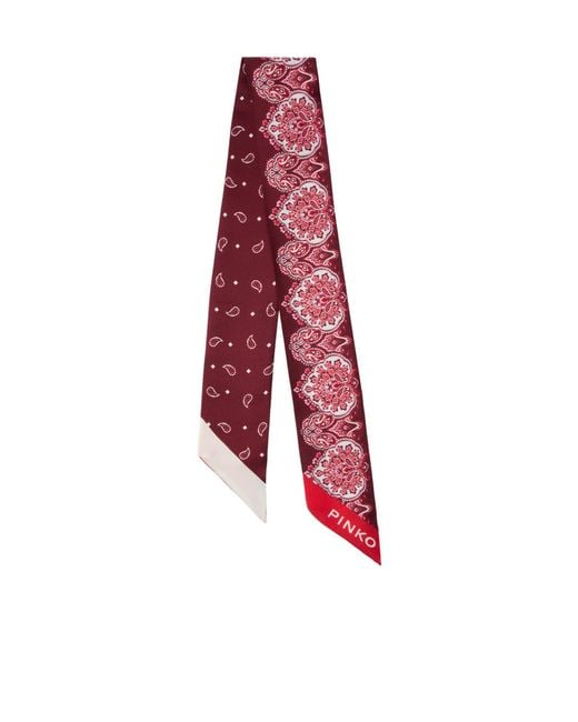 Pinko Red Floral Paisley Print Thin Scarf