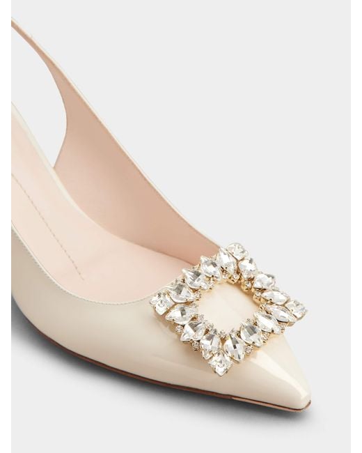 Roger Vivier Natural Virgule Strass Buckle Slingback Pumps