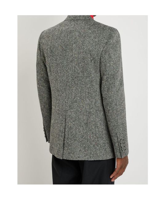 Valentino Gray Double-Breasted Tweed Blazer for men