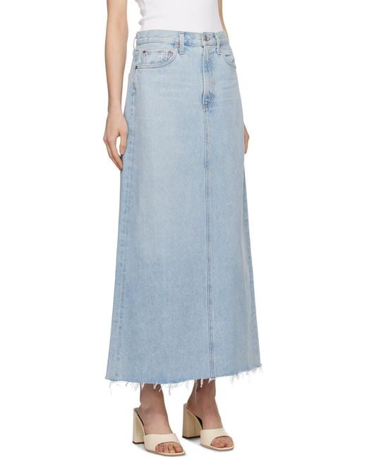 Agolde Black Blue Hilla Denim Maxi Skirt