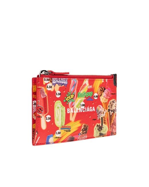 Balenciaga Red Graphic Print Card Holder for men