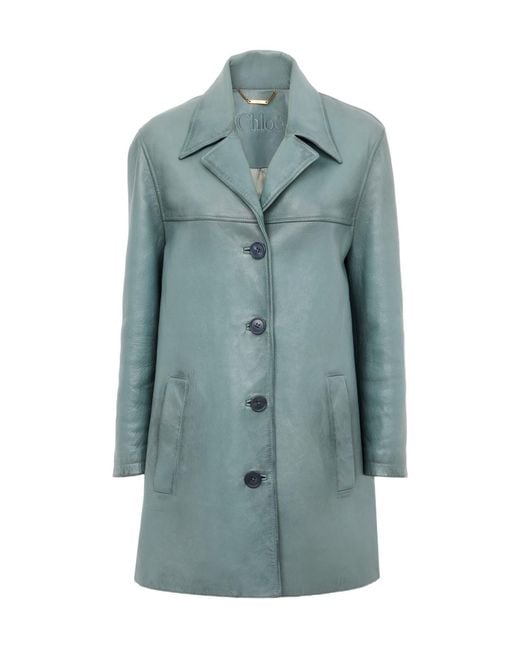 Chloé Blue Chloé Single-Breasted Long Jacket