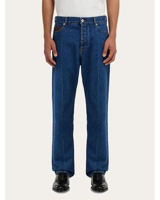 Ferragamo Blue Ferragamo Tapered Leg Jeans for men
