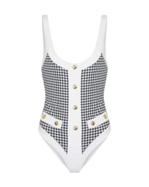 Caroline Constas White Plaid Swimsuit