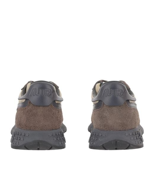 Autry Gray Logo-Patch Panelled Sneakers for men