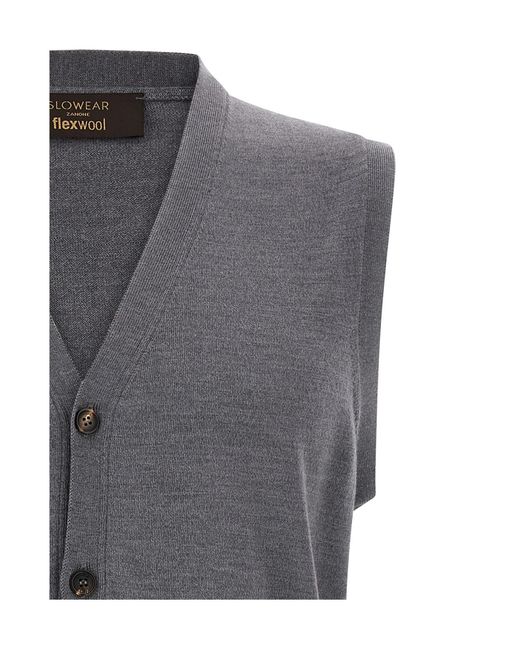 Zanone Gray Flexwool Buttoned Vest for men
