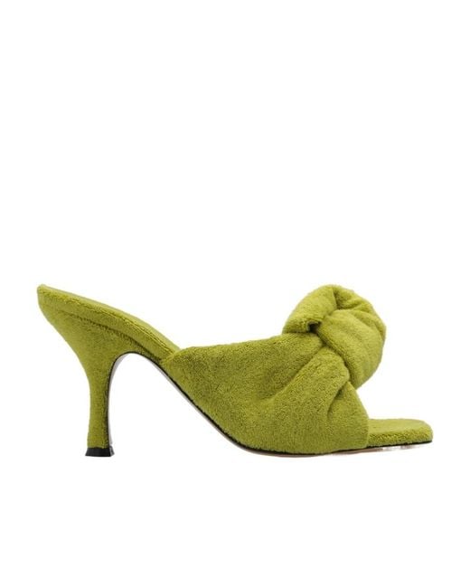 J.W. Anderson Green Terrycloth Open-Toe Mules