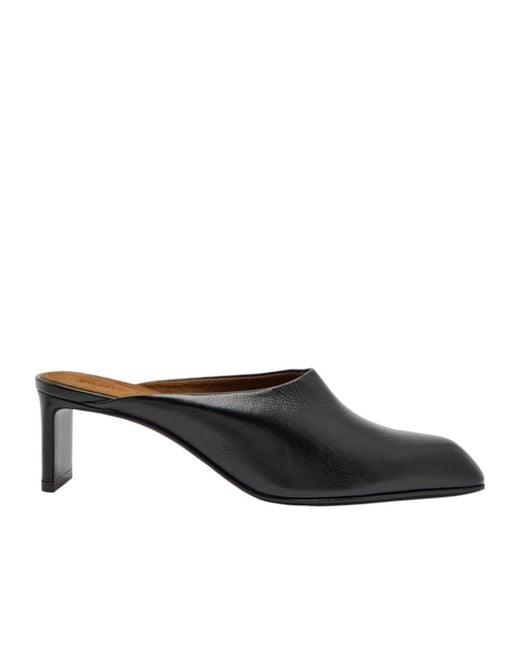 Khaite Black Glossed Leather Mules