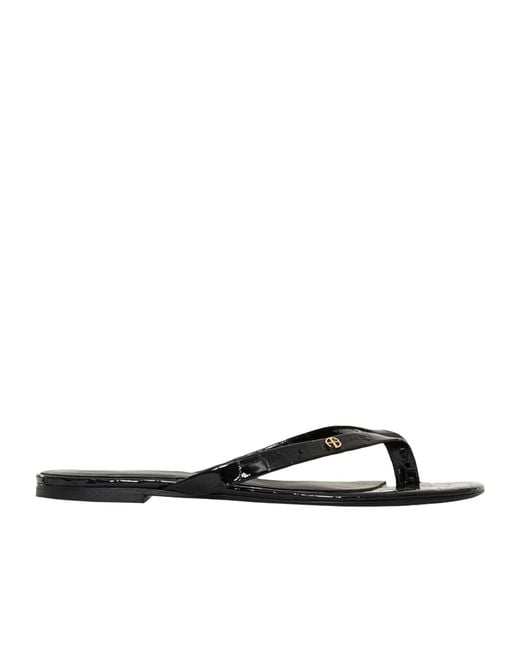 Anine Bing White Noelle Croc-Embossed Flat Sandals