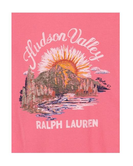 Polo Ralph Lauren Pink Graphic Printed Crewneck T-Shirt for men