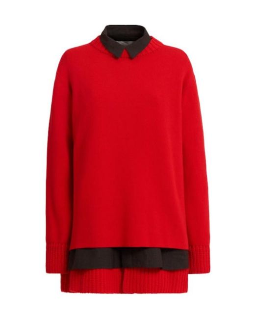 Sacai Red Wool Suiting Knit Mini Dress