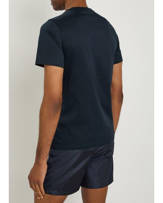 Moncler Blue Cotton Crew Neck T-Shirt for men